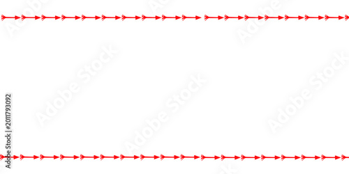 Konstfotografi Red arrows point towards the right creating two distinct horizontal border lines