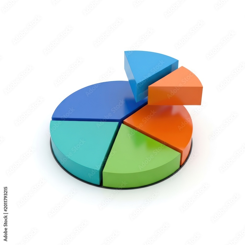 Obraz premium Colorful 3D pie chart with slices separated