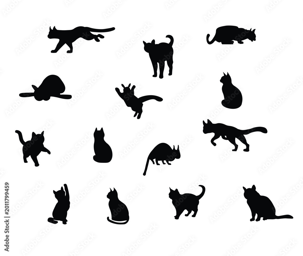 Fototapeta premium Cat silhouettes set.