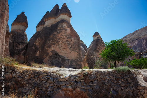 Bild auf Leinwand Majestic Fairy Chimneys Cappadocia Volcanic Towers Stone Wall Turkey