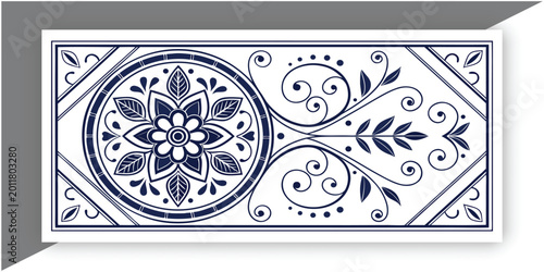 Fotografie Traditional Chinese porcelain floral pattern, cobalt blue and white color palett