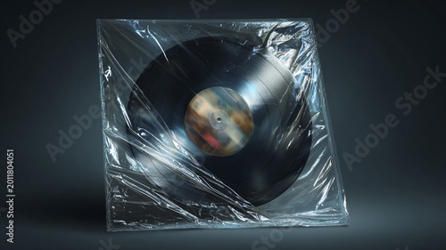 Retro record cover wrapped in plastic film.
