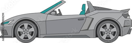 Foto Sleek Roadster: A modern gray roadster with an open-top design, offering a glimpse into luxury and innovation in automotive engineering
