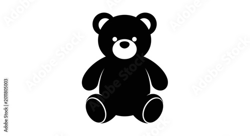 Fényképezés Black Silhouette of a Sitting Teddy Bear Toy