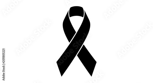 Tableau sur toile In Remembrance Ribbon: A simple black ribbon, a solemn emblem of remembrance and solidarity, serves as a poignant visual statement