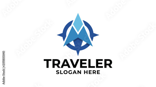 Free Download This logo creatively combines a compass and mountain motif, representing exploration and adventure, making it ideal for travel agencies and adventure brands. - GFXLoad