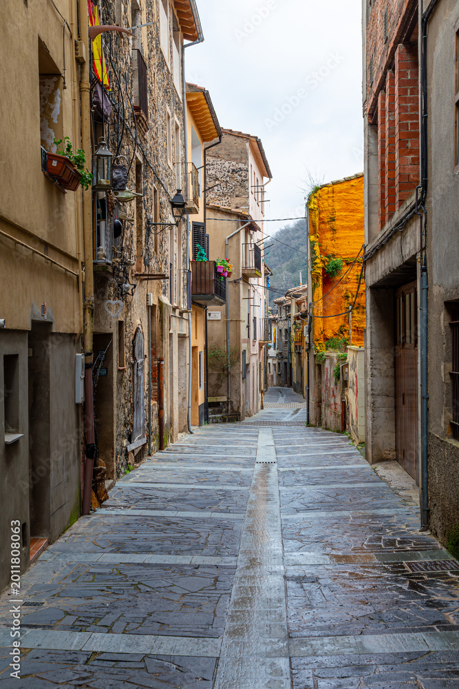 Fototapeta premium Town on the rock. Castellfollit de la Roca. Catalonia. Spain