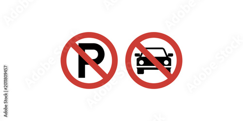 Free Download No parking signs with red circle and line on white background - GFXLoad