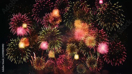 Fireworks night sky slow motion