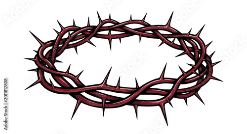 Billede på lærred Crown of Thorns, Symbol of Sacrifice and Suffering, Isolated on White