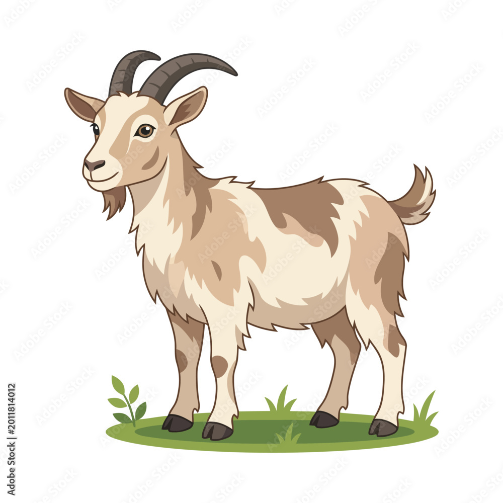 Fototapeta premium Goat Farm Animal Vector Isolated on White Background