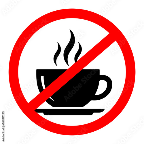 Steaming hot beverage cup with prohibition symbol during bright daylight concept for no caffeine or restricted consumption Isolated on transparent background