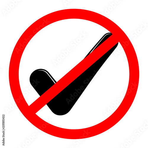 Fotografie Red prohibition sign with a check mark symbol superimposed against a clean backg