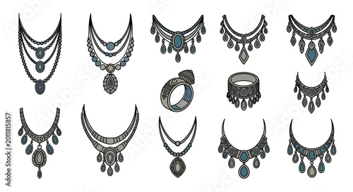 Bild auf Leinwand Collection of various traditional Indian necklaces.