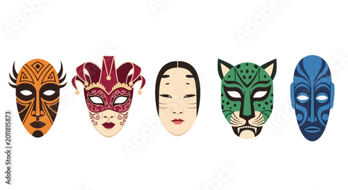 Φωτογραφία Colorful Masks on a White Background.