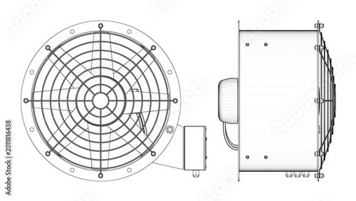 Bild auf Leinwand Industrial Fan - drawing blueprint
