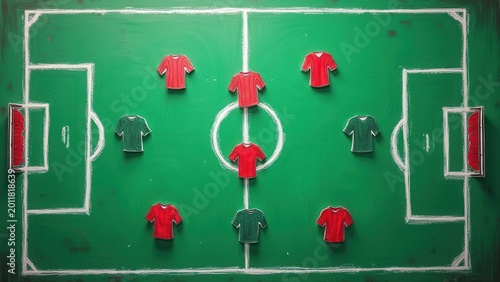 soccer tactics formation drawn on football board strategy background