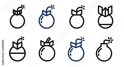 Photos Explosion Bomb Icons Set, Danger Symbol, Vector Illustration