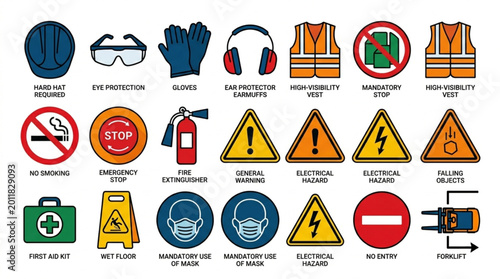 Fotografija Collection of safety signs and personal protective equipment icons