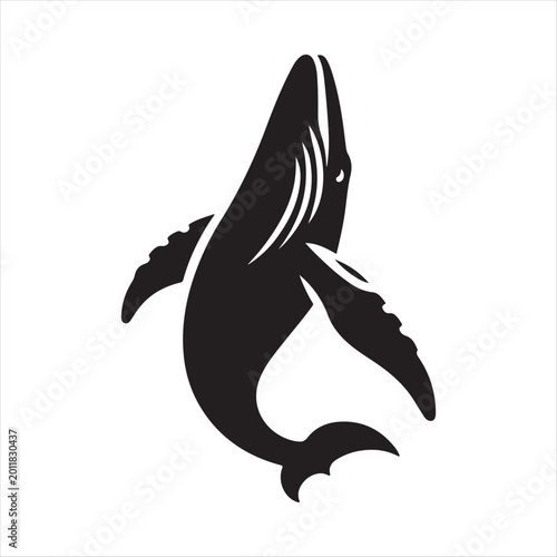 Canvastavla Humpback Whale Breaching abstract silhouette outline logo design concept illustr