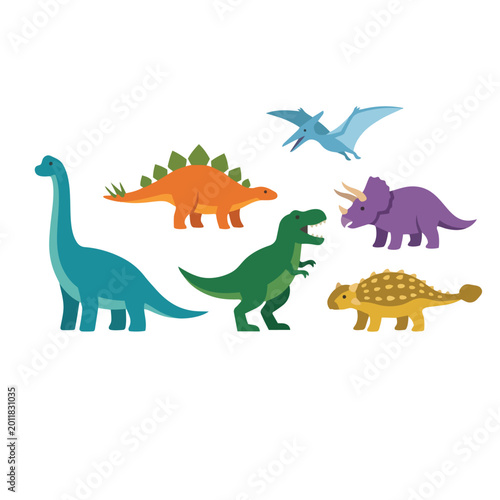 Cute Dinosaur Collection Vector Illustration