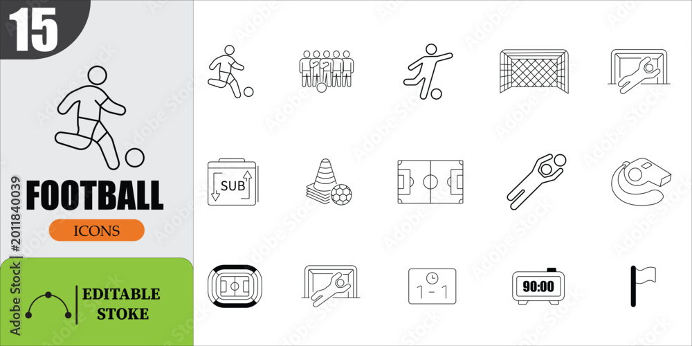 Naklejka premium Collection of soccer game elements and icons