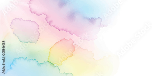 Obraz na plátně Soft rainbow watercolor wash with light sunbeam effect on textured paper backgro