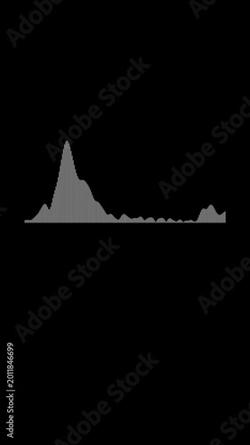 Digital sound wave animation with white waveform spectrum, on black background 4k audio visualization for music, podcast, and streaming content