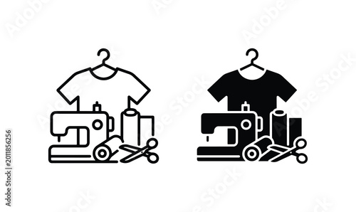 Foto Sewing Machine Icons, Tailoring Tools, Garment Design, Fashion Craft, Apparel Cr