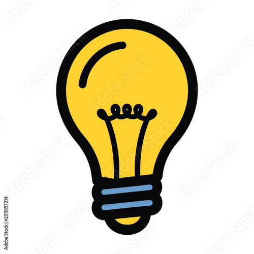 Bild auf Leinwand Glowing yellow light bulb icon illuminating a bright idea or eureka moment with