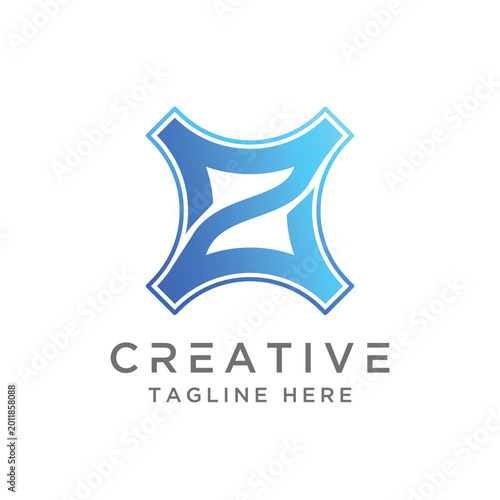 Modern Geometric Letter Z and S Abstract Corporate Logo Concept with Blue Gradient