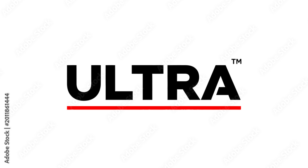 Fototapeta premium Ultra text with a red underline and trademark symbol