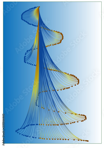 Abstract winter holiday vector illustration of a Christmas tree with a bow and star symbol for a Merry New Year celebration greeting card design