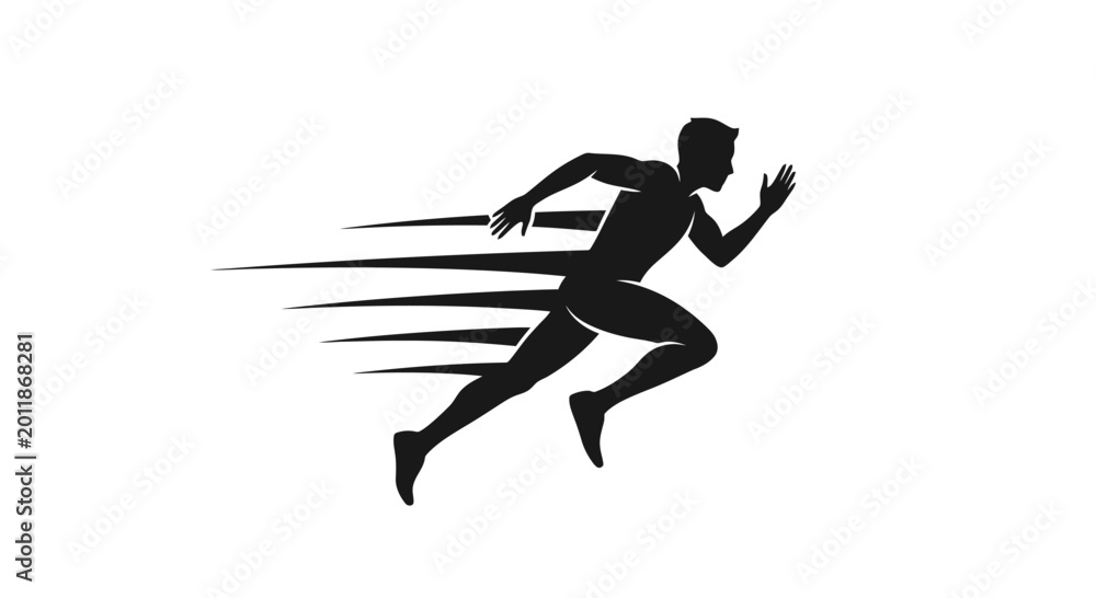 Obraz premium a man running fast silhouette.