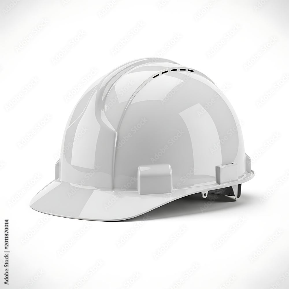 Fototapeta premium White hard hat on a plain white background