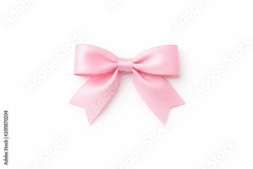Elegant pink satin bow decorative feminine ribbon isolated stylish accessory illustration