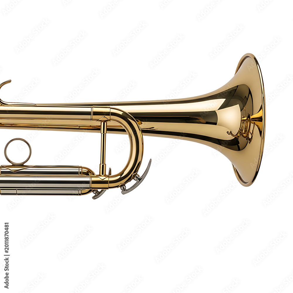 Obraz premium Brass trumpet musical instrument detail