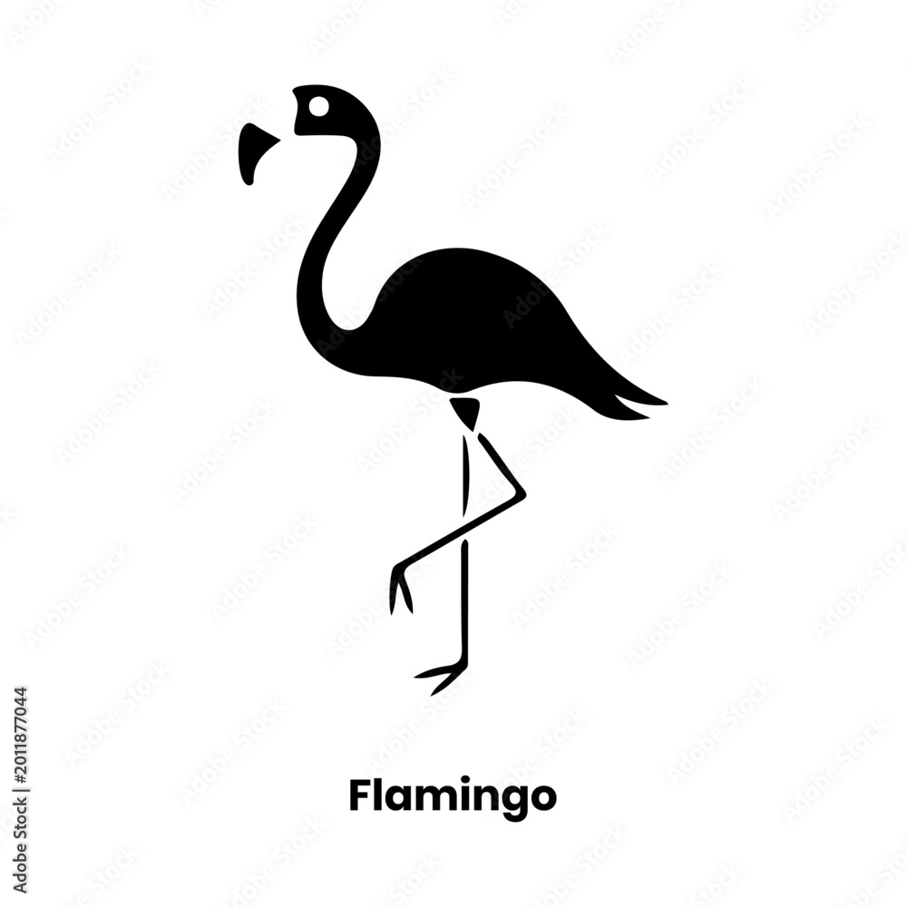 Naklejka premium Flamingo standing on one leg vector icon illustration isolated on transparent background, Vector