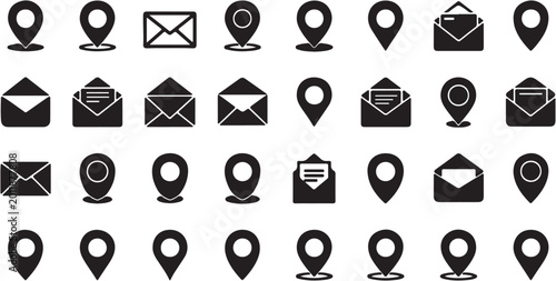 Photos Black icons of location and email.