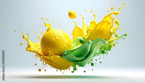 Lemon & lime with vibrant splash of yellow, green paint