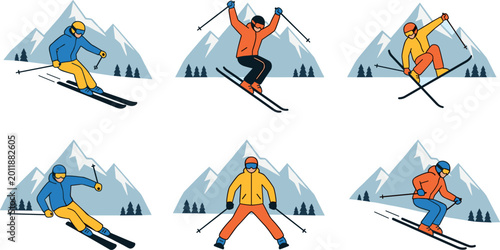 Photography Action Packed Alpine Skiing and Freestyle Winter Sports Set Featuring Downhill S
