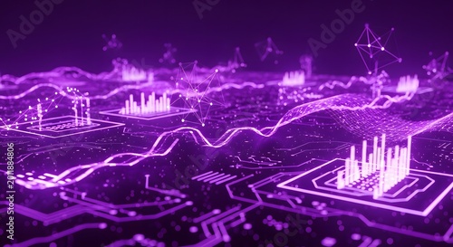 Abstract digital data charts and technology background