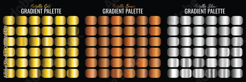 Metallic Gold Bronze and Silver Gradient Palette Collection for Luxury Design Vector Set