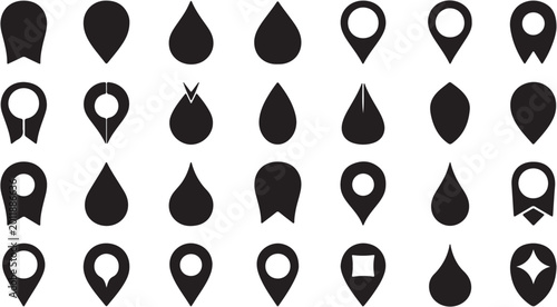 Foto Collection of map pin icons.