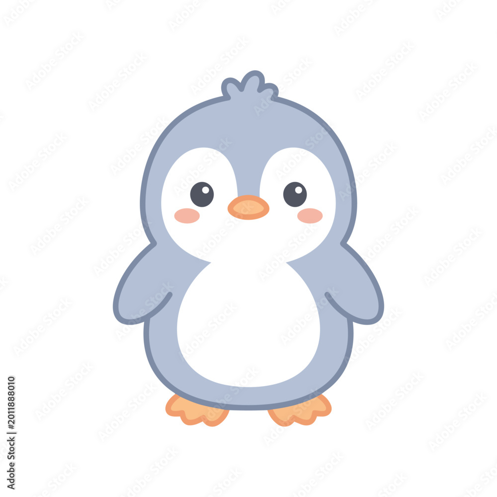 Obraz premium Cute Baby Penguin Flat Illustration Vector