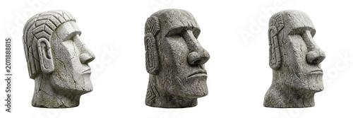 Three moai heads on transparent background.PNG