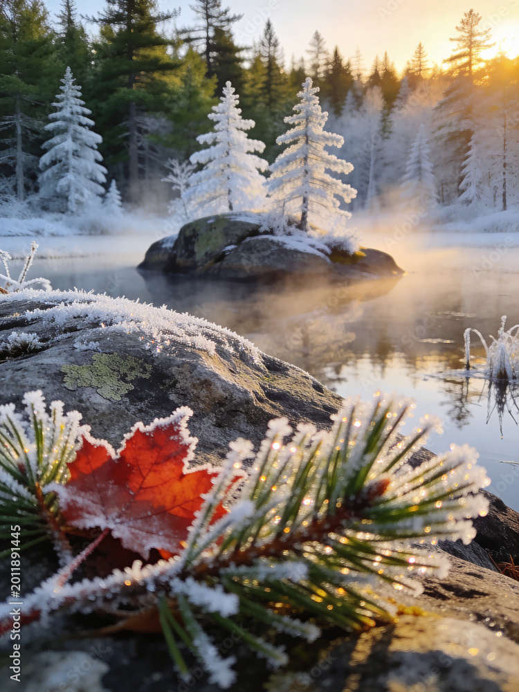 Naklejka premium Eternal Boreal The Untamed Northern Wilderness