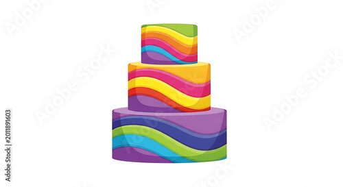 Colorful stacked cubes with gradient stripes rainbow