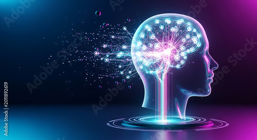 human head with glowing neural network and connections futuristic concept high quality