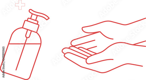 Tableau sur toile Hand sanitizer and hand hygiene illustration